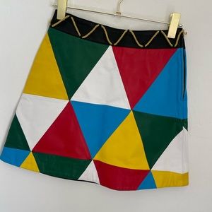 MOSCHINO COUTURE Multi Gold Rope Leather A-Line Mini Skirt Sz 6 NWT